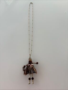 Feather Doll Pendant Necklace - Brown
